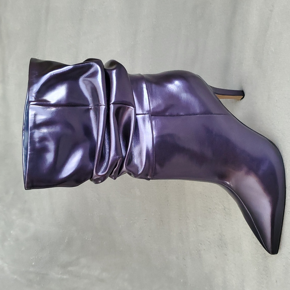 🆕️ NINE WEST Slouch Metallic Blue Purple Heeled Boots WOMEN'S SIZE: 9M